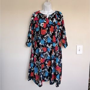 Fragonard Floral Tunic Shift Dress Cover up House Dress One Size Women’s Large